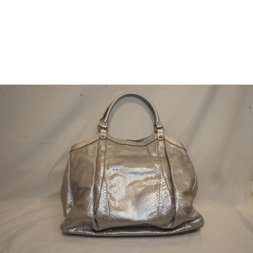Gucci Python Bag Sookie Silver Tote Leather